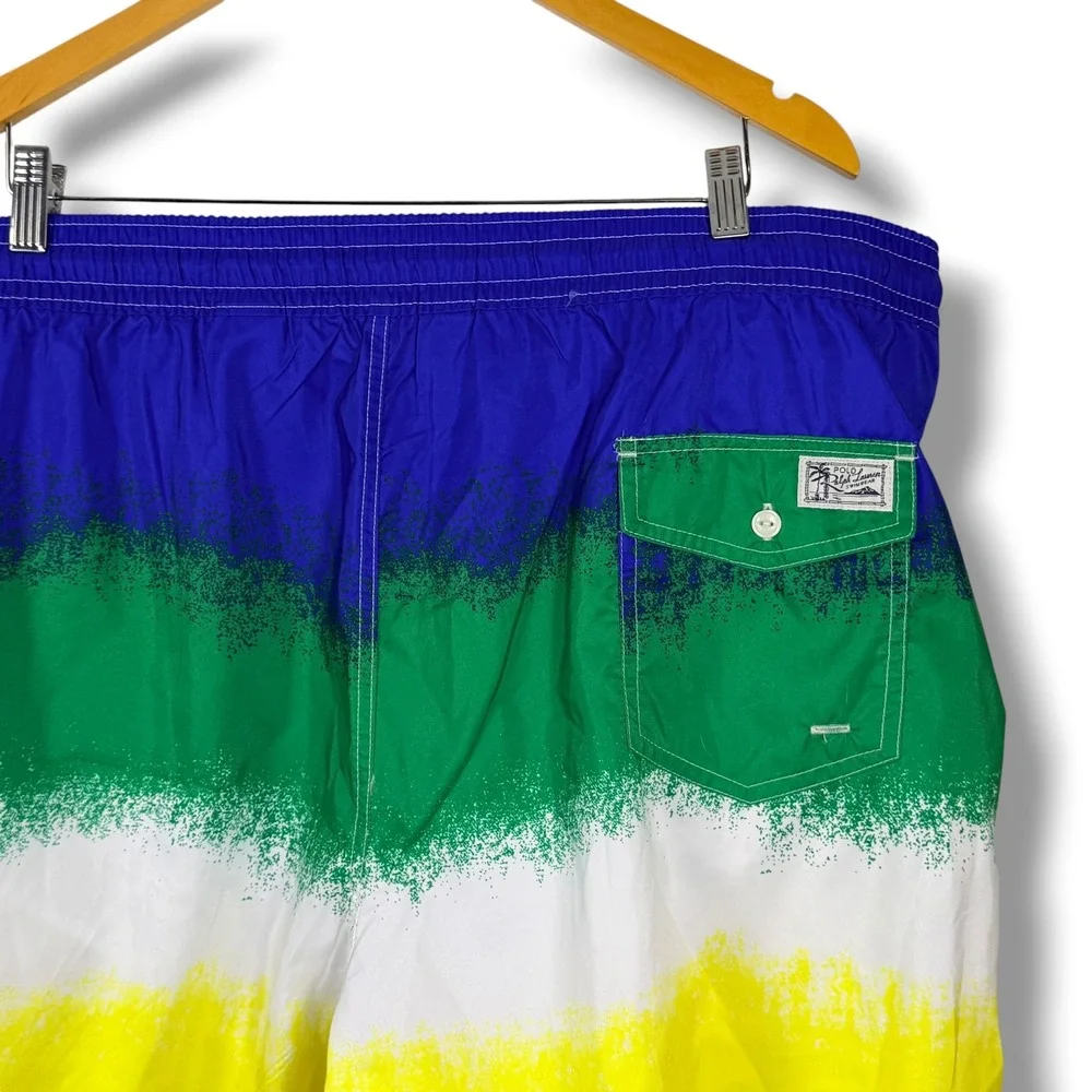 Polo Ralph Lauren Swim Trunks Mens 1XB‎ Blue Colorblock Ombre Board Shorts Pony